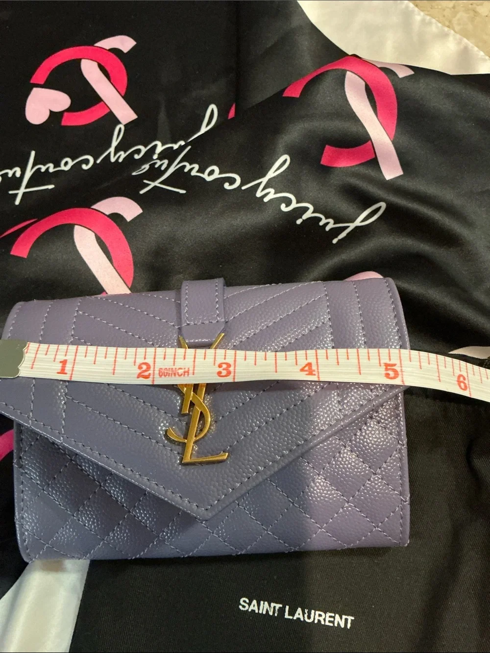 Authentic YSL purple wallet with gold colored hardware. - Picture 7 of 8